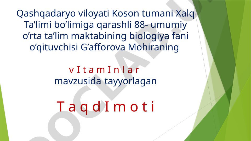 Vitaminlar va ularning ahamiyati