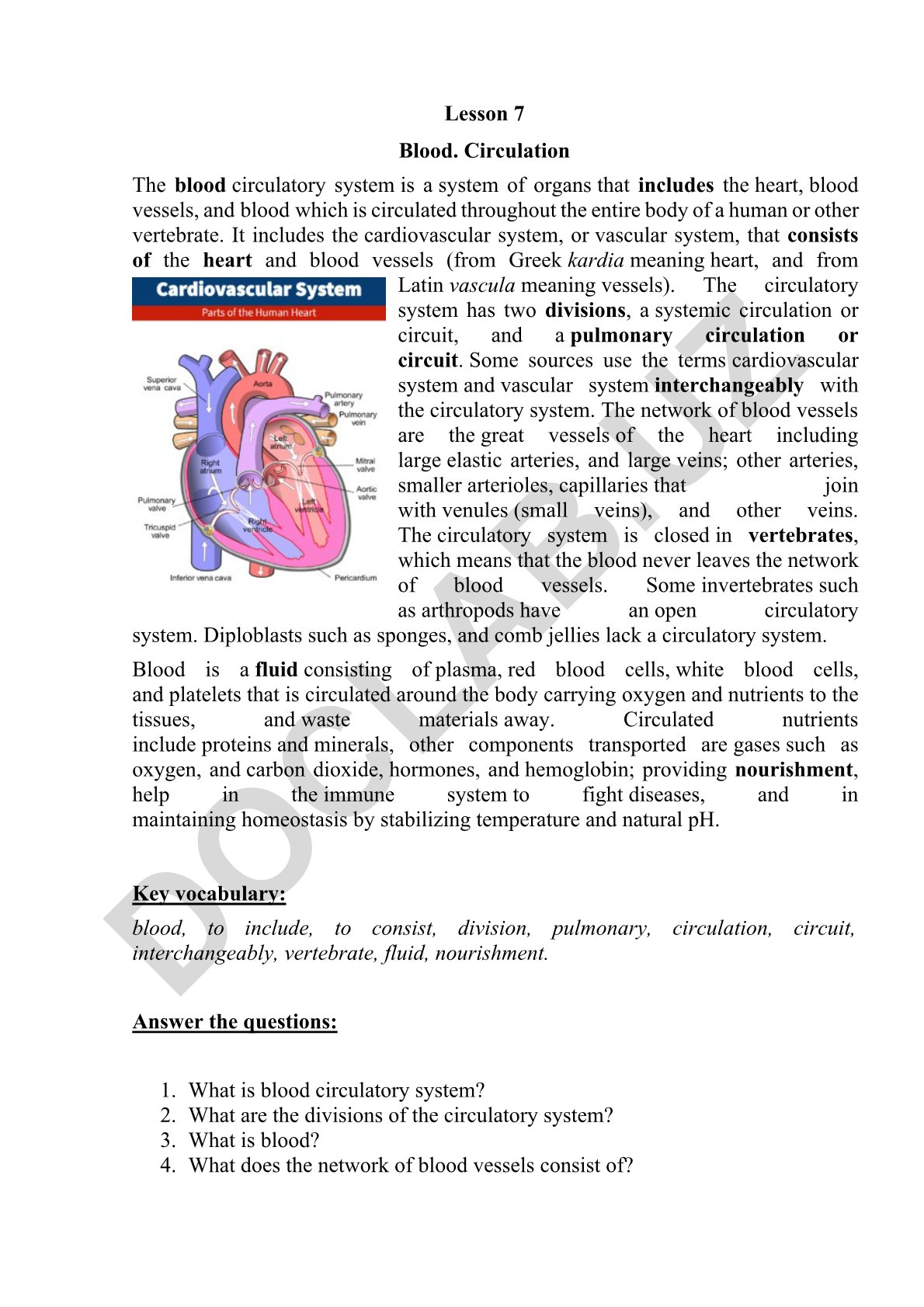 Blood and Circulation System