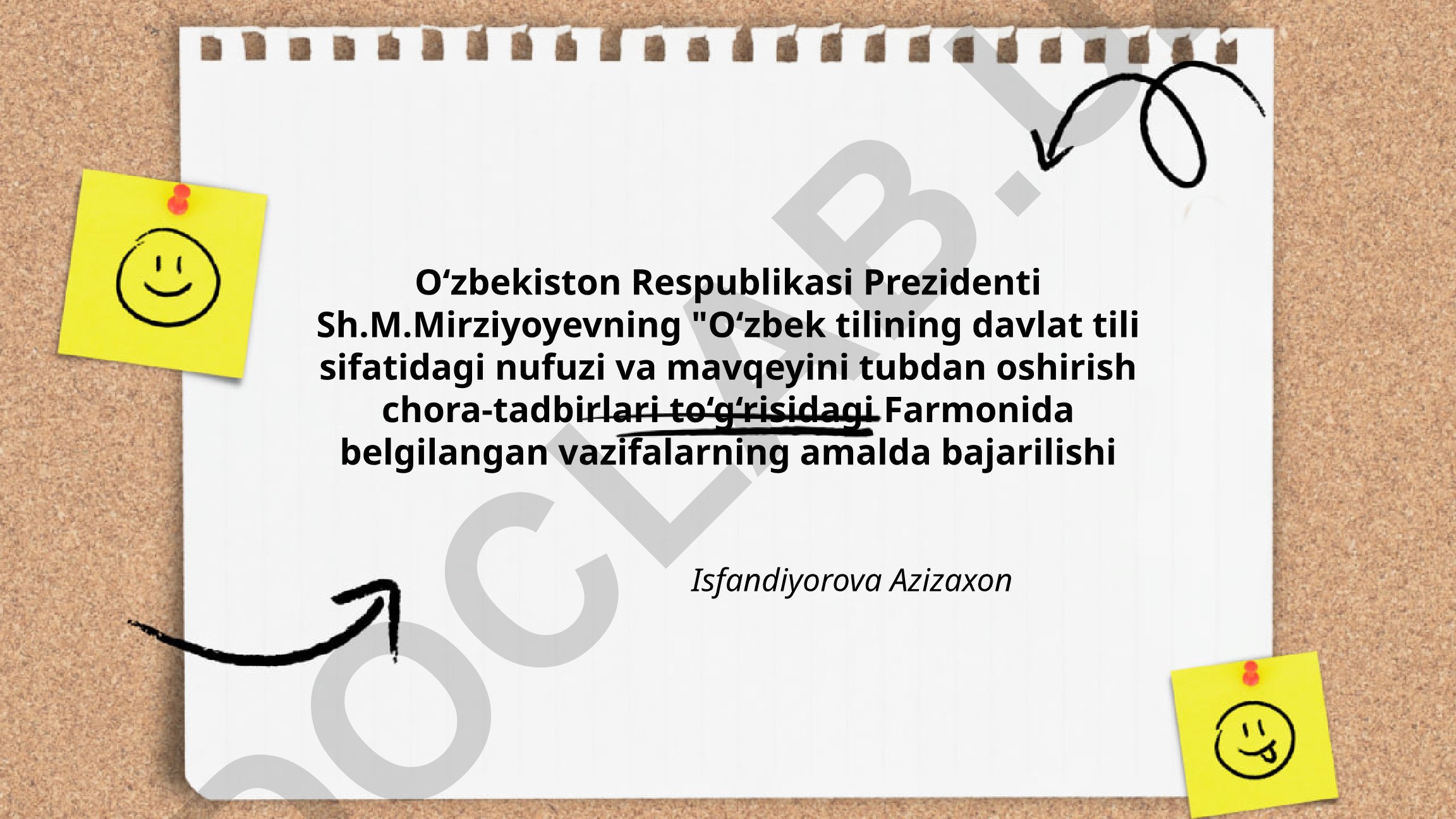 O‘zbek tilining davlat tili sifatidagi nufuzi va mavqeyini oshirish chora-tadbirlari