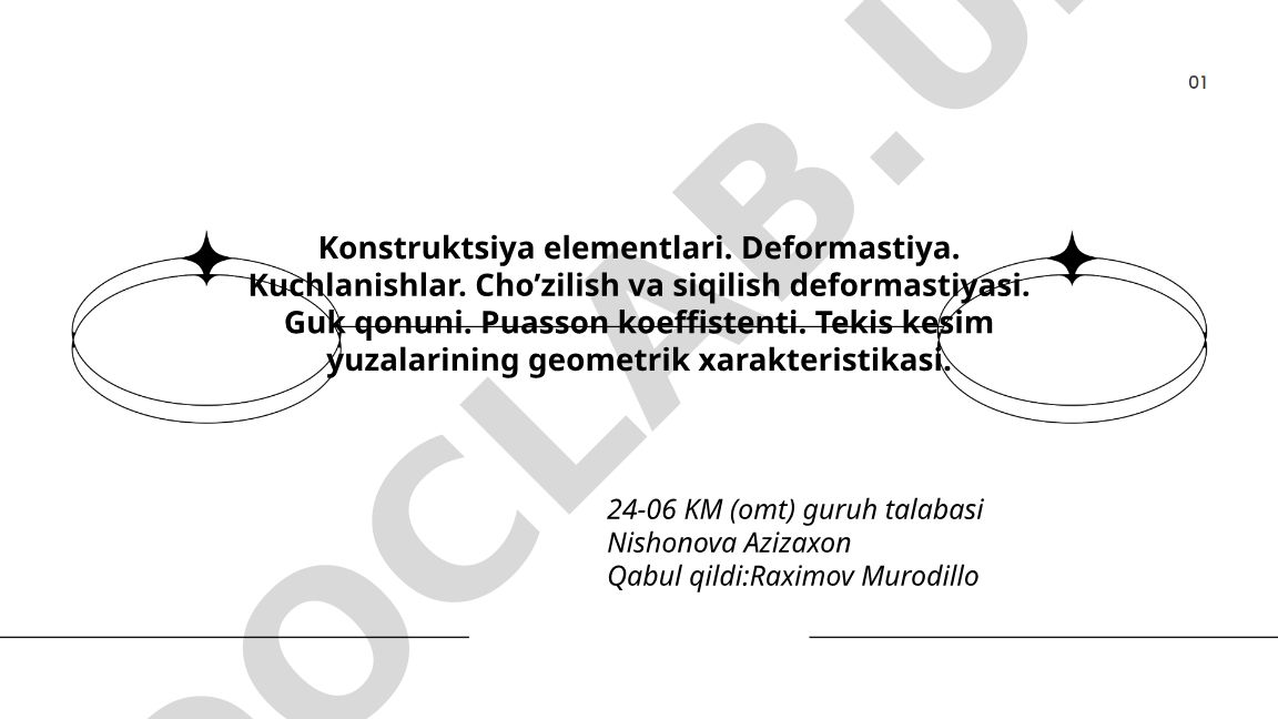Konstruktsiya elementlari va deformatsiya turlari