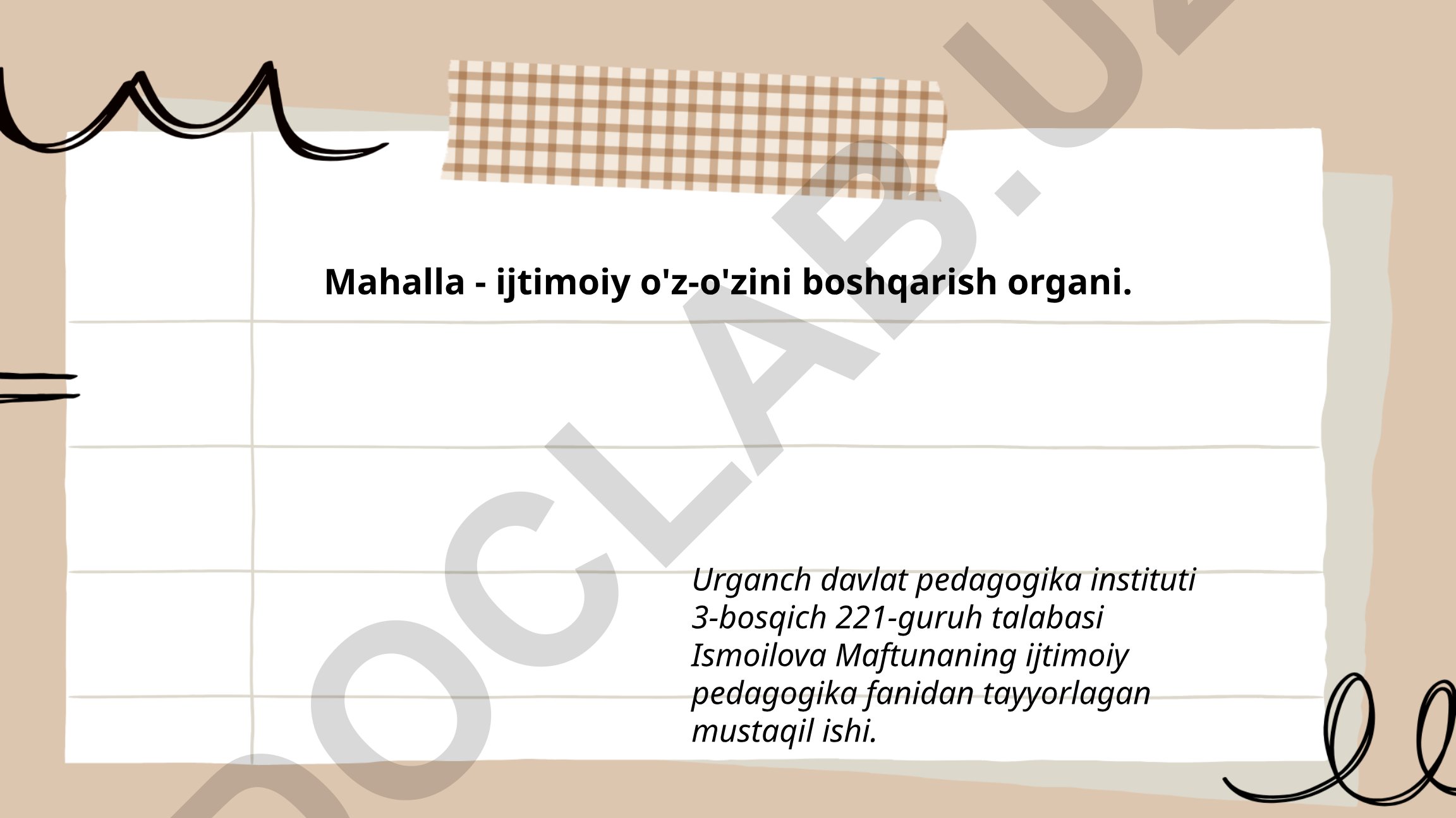 Mahalla - ijtimoiy o'z-o'zini boshqarish organi