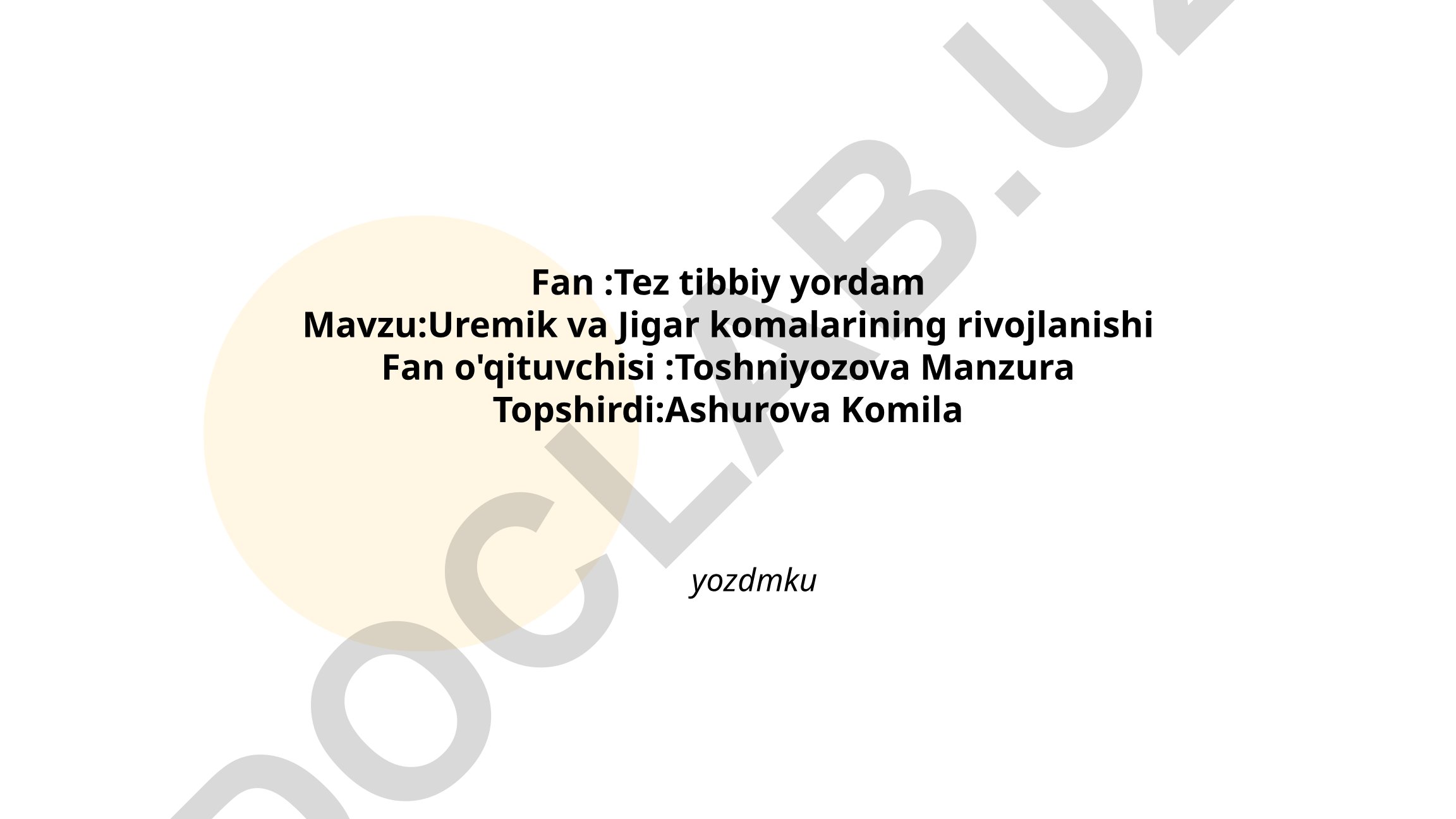 Uremik va Jigar komalarining rivojlanishi