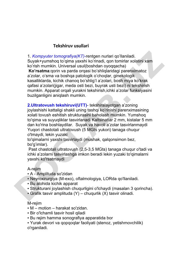 Kompyuter tomografiya va ultratovush tekshiruvi usullari