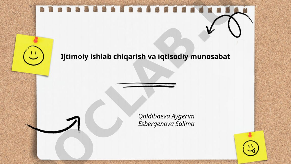 Ijtimoiy ishlab chiqarish va iqtisodiy munosabatlar