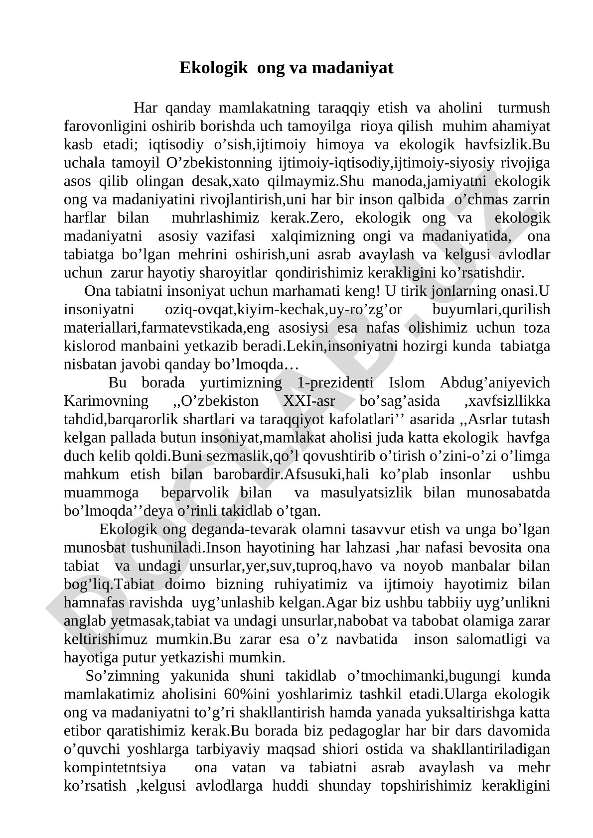 Ekologik ong va madaniyat