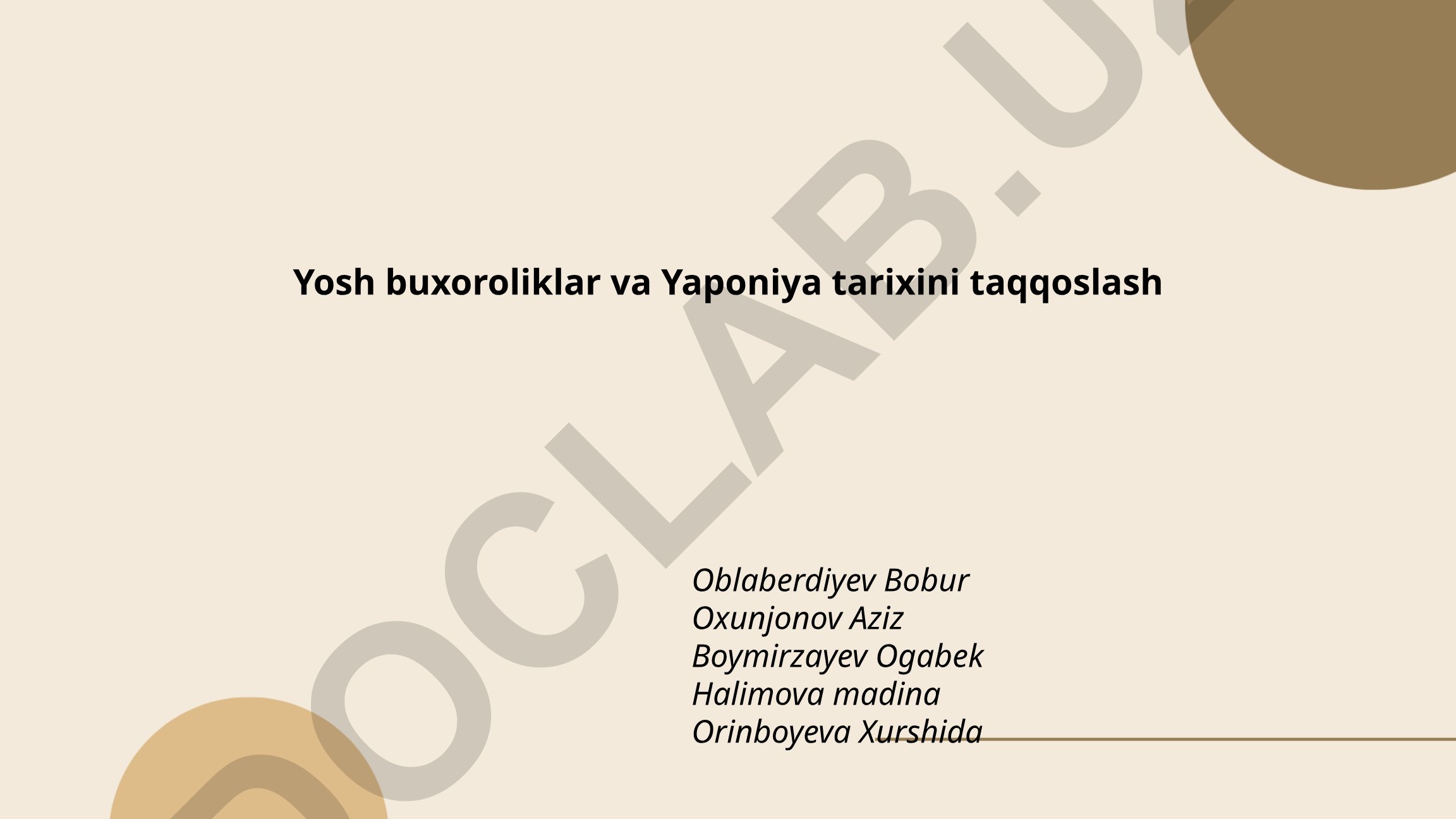 Yosh buxoroliklar va Yaponiya tarixini taqqoslash