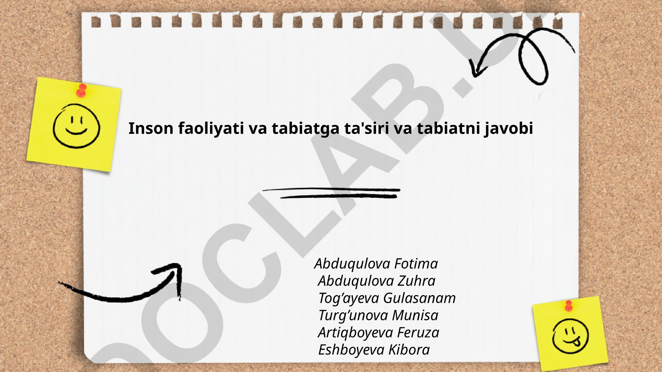Inson faoliyati va tabiatga ta'siri