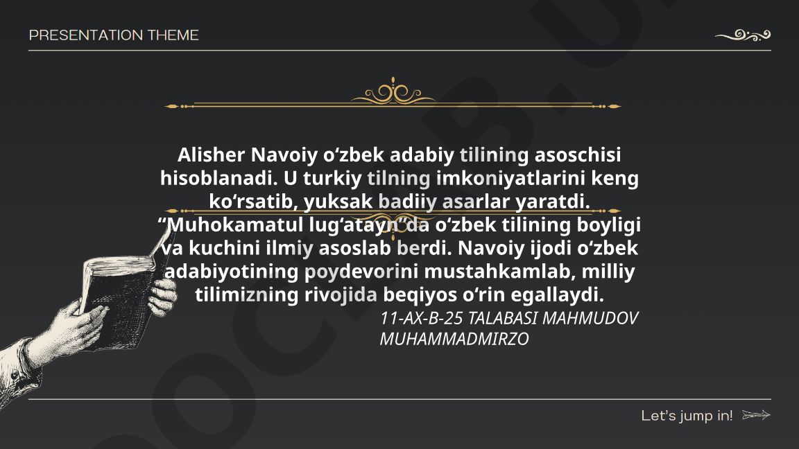 Alisher Navoiy va o'zbek adabiy tilining asoschisi