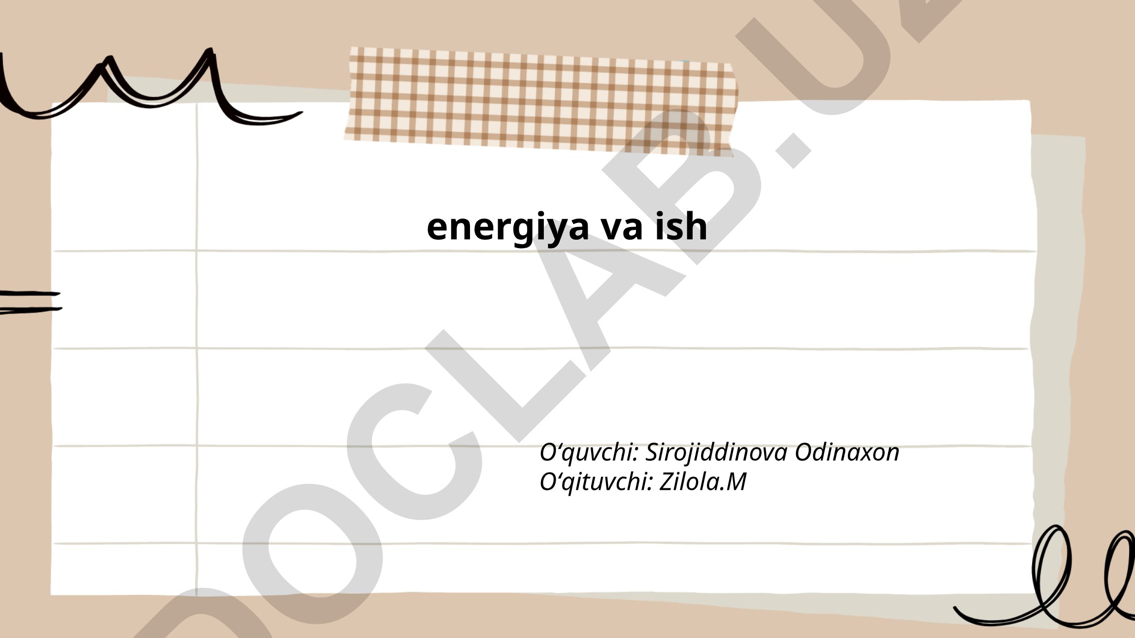 Energiya va ish