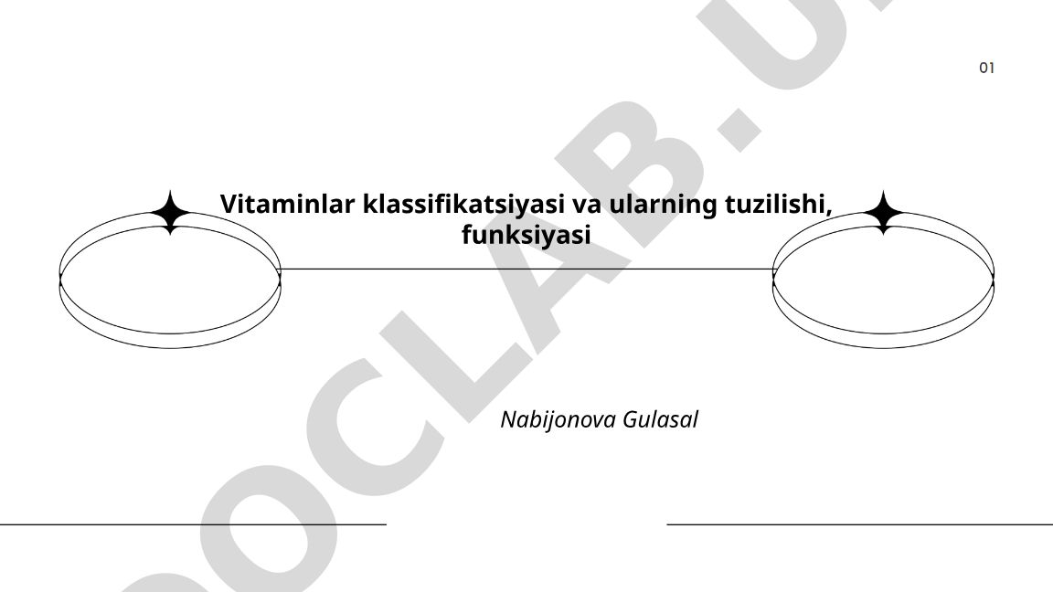 Vitaminlar klassifikatsiyasi va ularning tuzilishi, funksiyasi