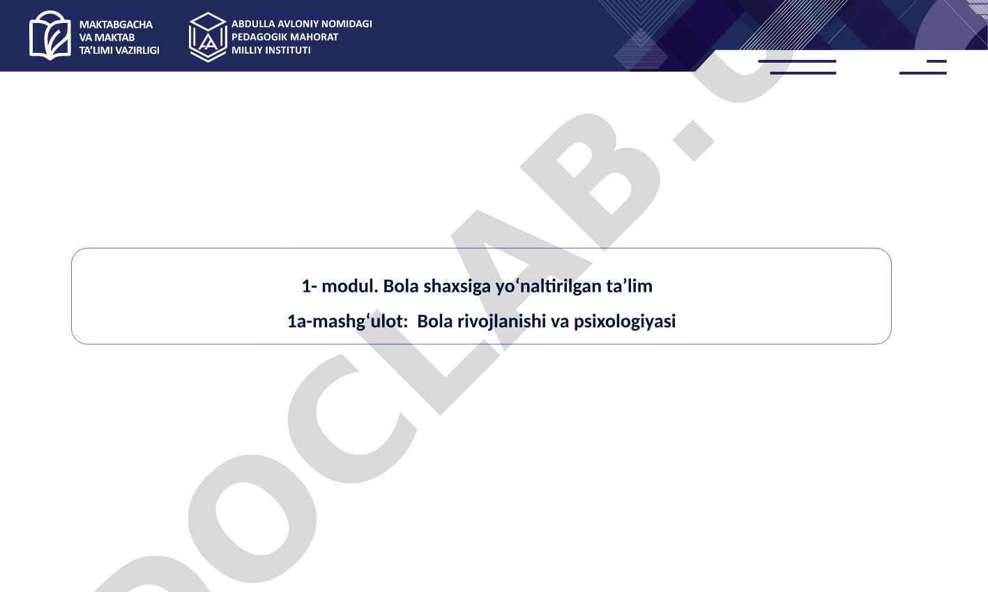 Bola rivojlanishi va psixologiyasi