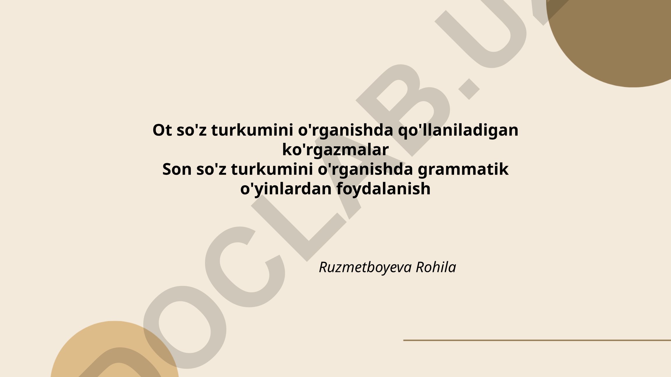 Ot va son so'z turkumlarini o'rgatish metodikasi