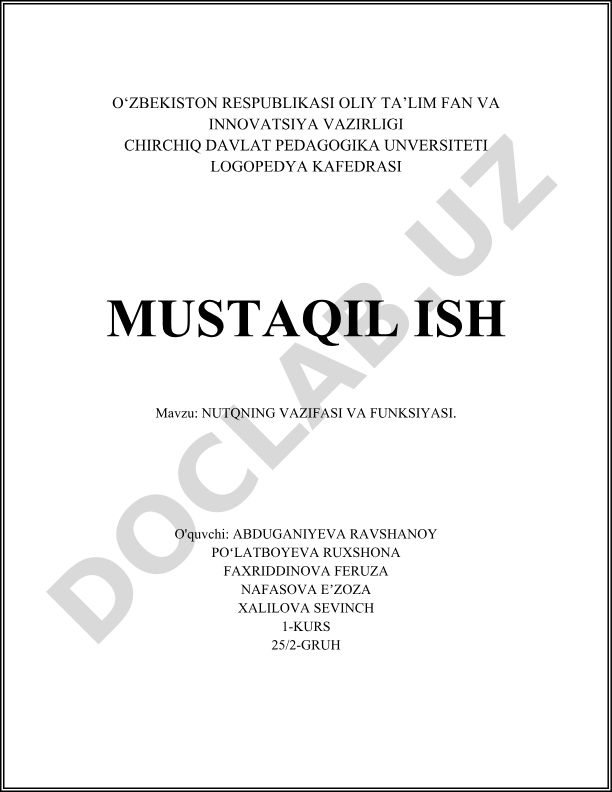 Nutqning vazifasi va funksiyalari