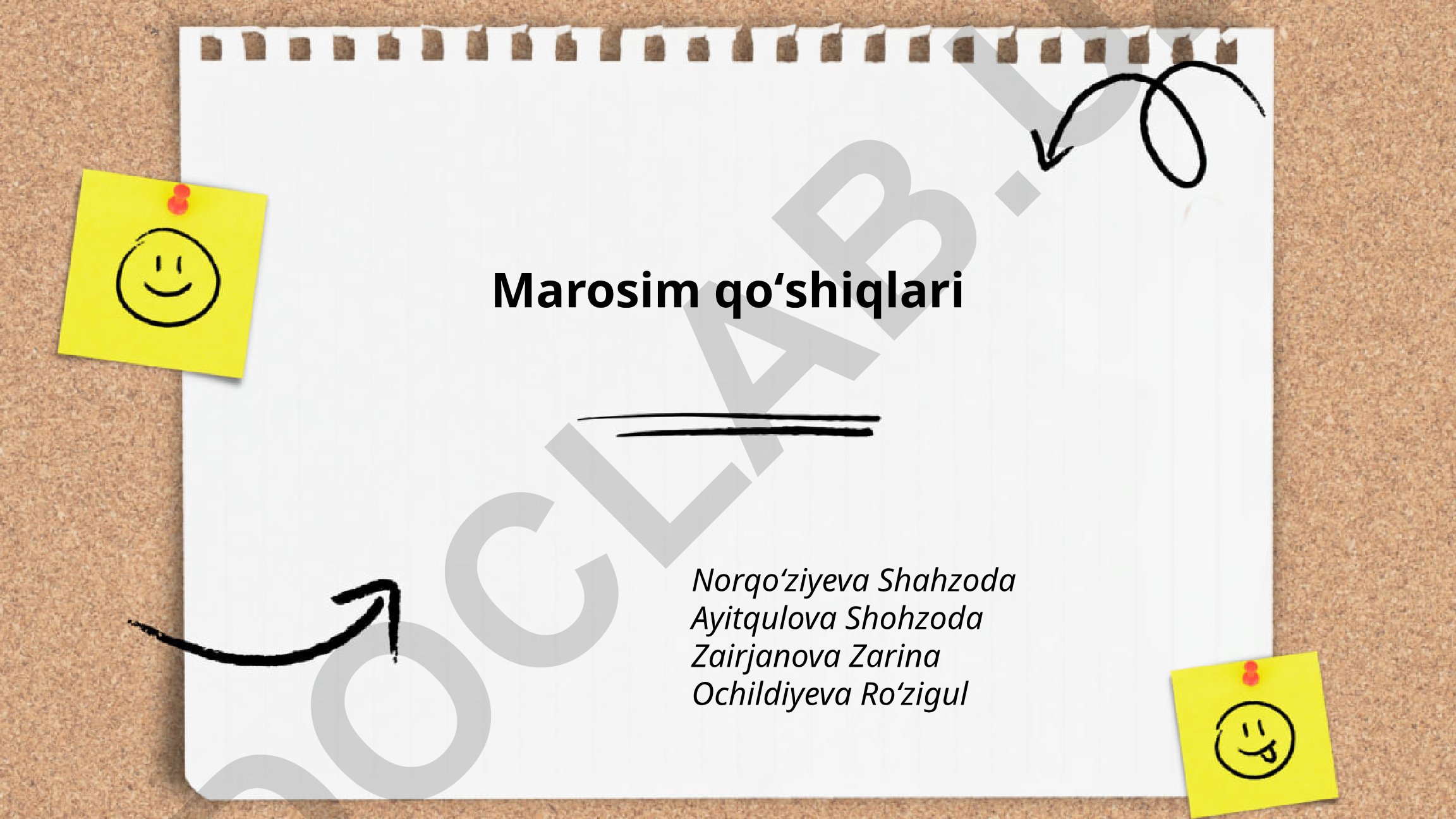 Marosim qoʻshiqlari: toʻy, nikoh va kelinni olib chiqish