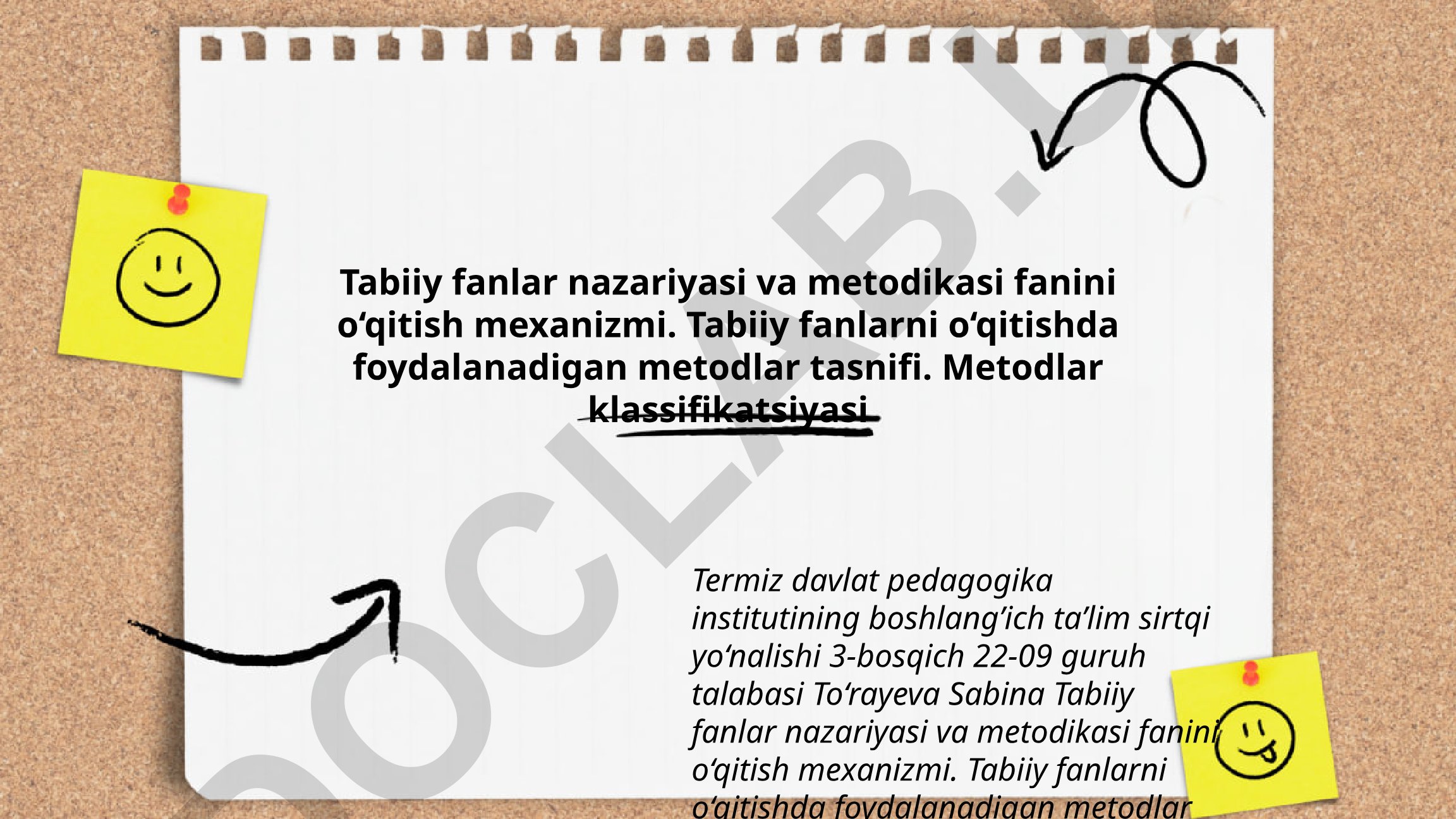 Tabiiy fanlar nazariyasi va metodikasi fanini o'qitish mexanizmi