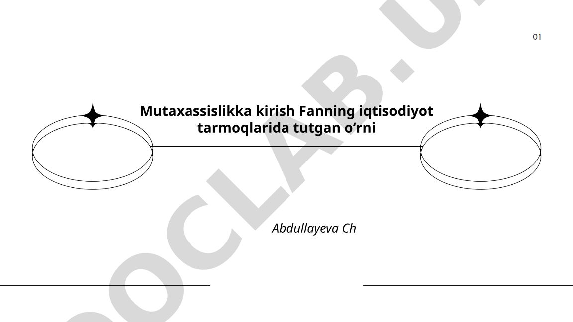 Mutaxassislikka kirish fanining iqtisodiyot tarmoqlaridagi o'rni
