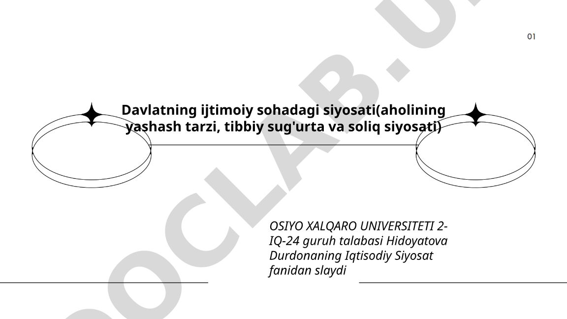 Davlatning ijtimoiy sohadagi siyosati: aholining yashash tarzi, tibbiy sug'urta va soliq siyosati