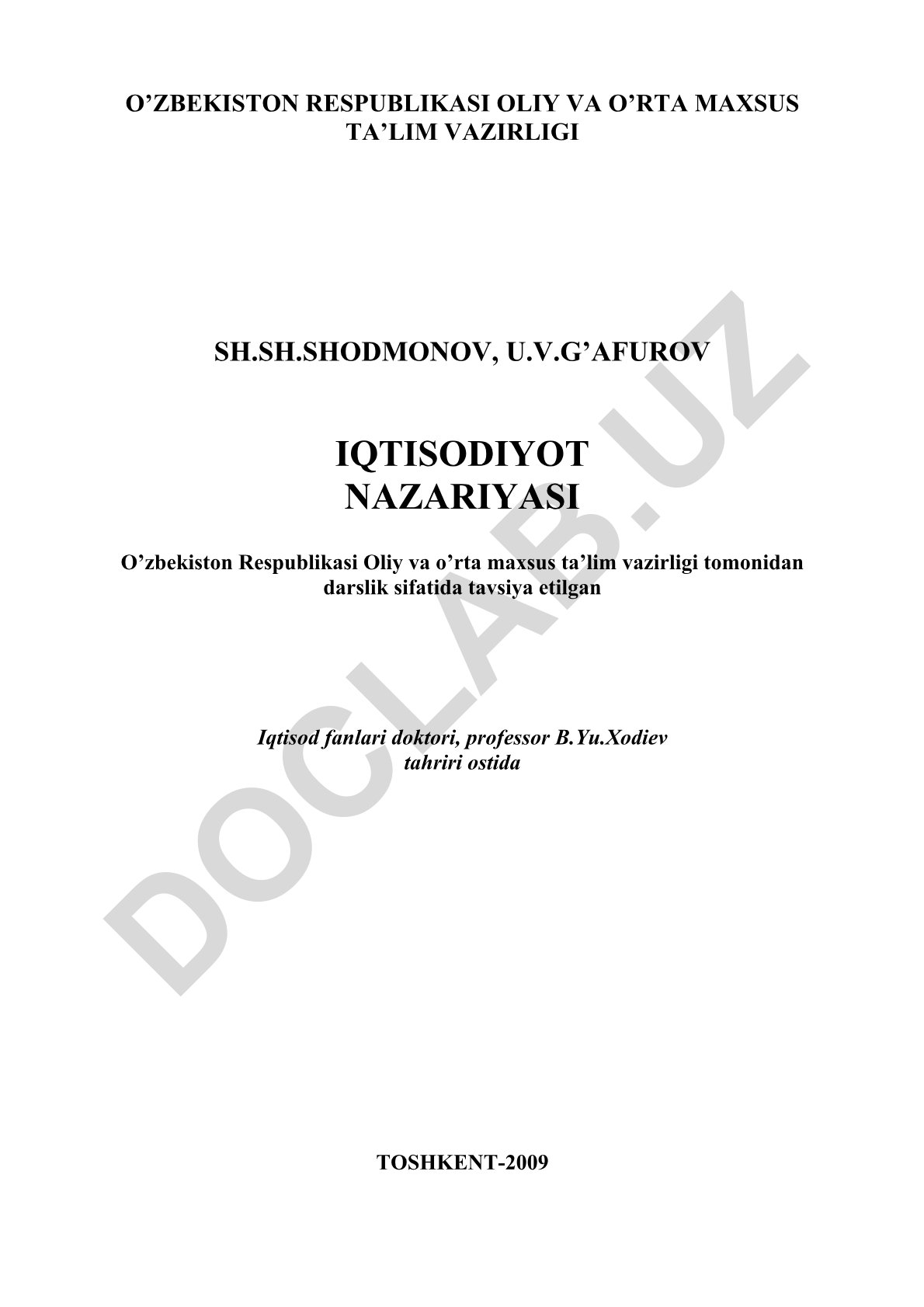 Iqtisodiyot nazariyasi darsligi