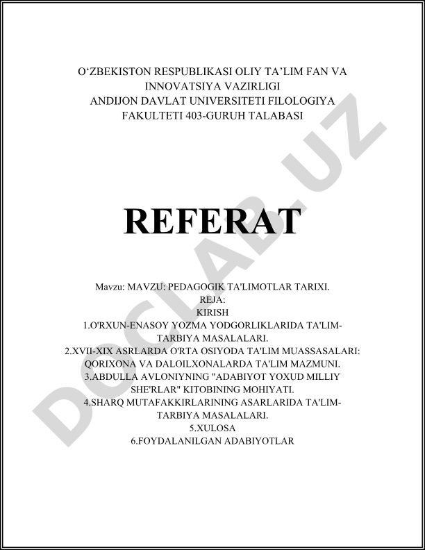 Pedagogik ta'limotlar tarixi
