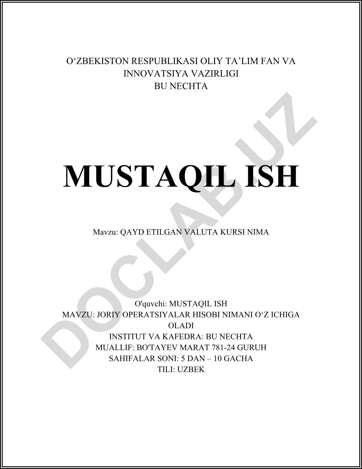 Qayd etilgan valuta kursining taʼrifi va aniqlanishi
