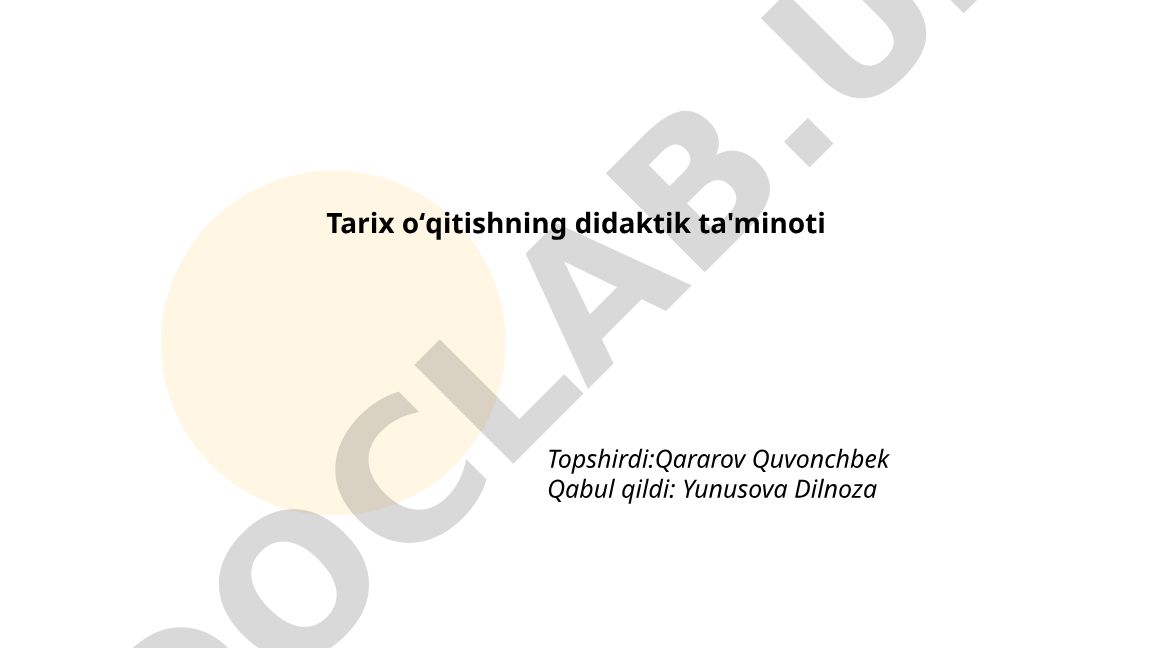 Tarix oʻqitishning didaktik ta'minoti