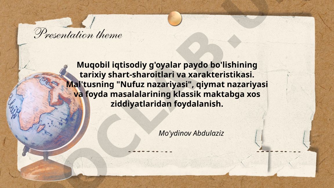 Muqobil iqtisodiy g'oyalar paydo bo'lishining tarixiy shart-sharoitlari va xarakteristikasi