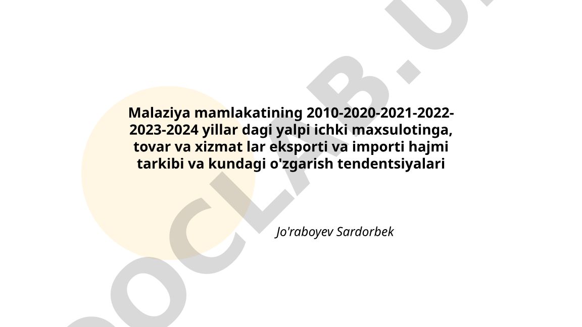 Malayziyaning 2010-2024 yillardagi YaIM va tashqi savdo tendensiyalari