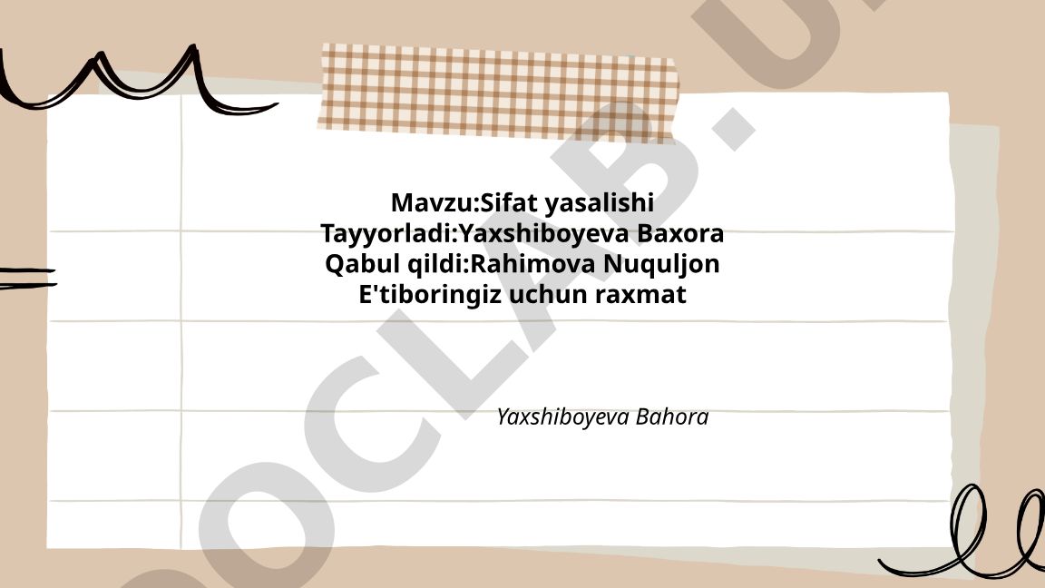 Sifat yasalishi