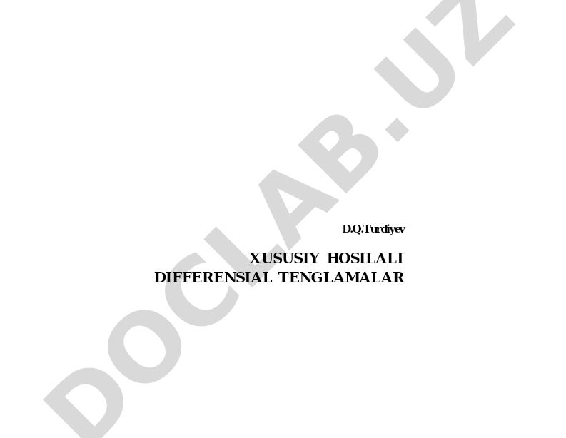 Xususiy hosilali differensial tenglamalar