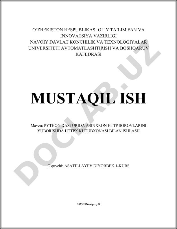 Python dasturida asinxron HTTP so'rovlarini yuborishda HTTPX kutubxonasi bilan ishlash