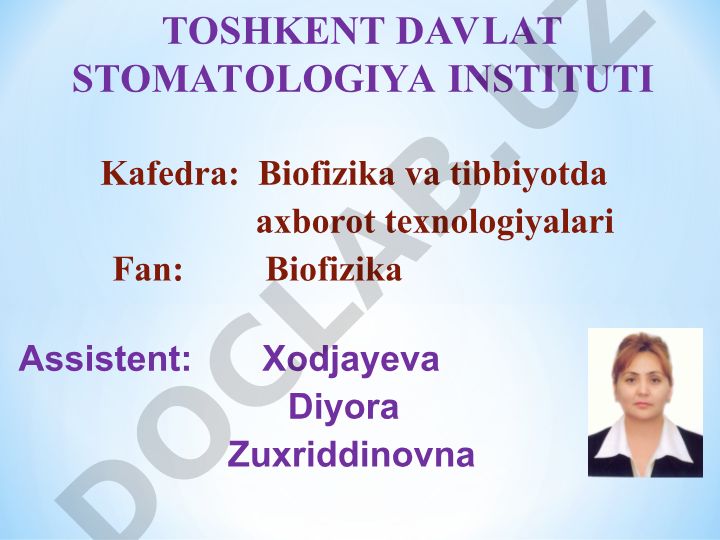 Organizm turli muhitlari zichliklari va tish zichligini o'rganish