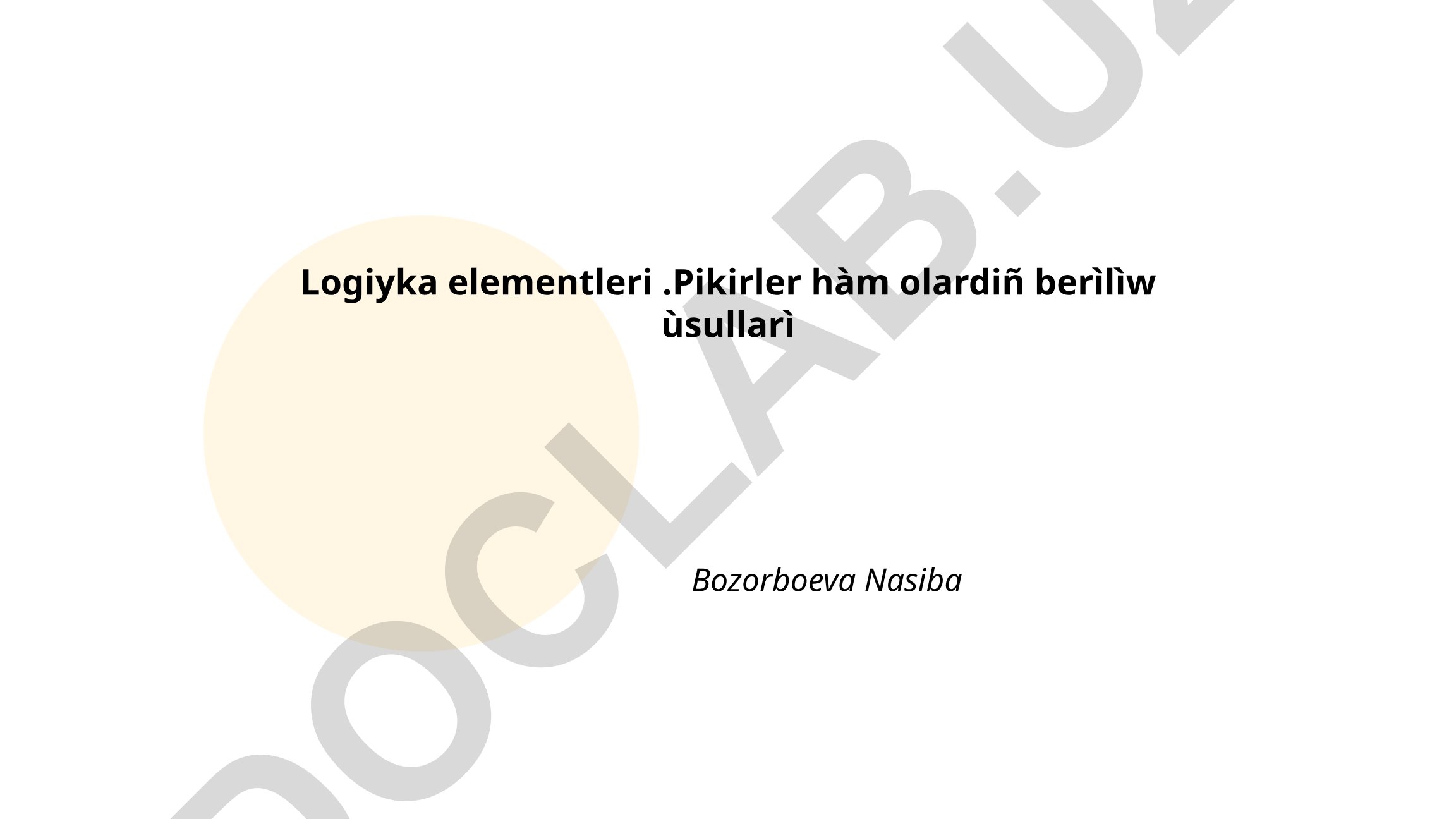 Logika va uning asosiy tushunchalari