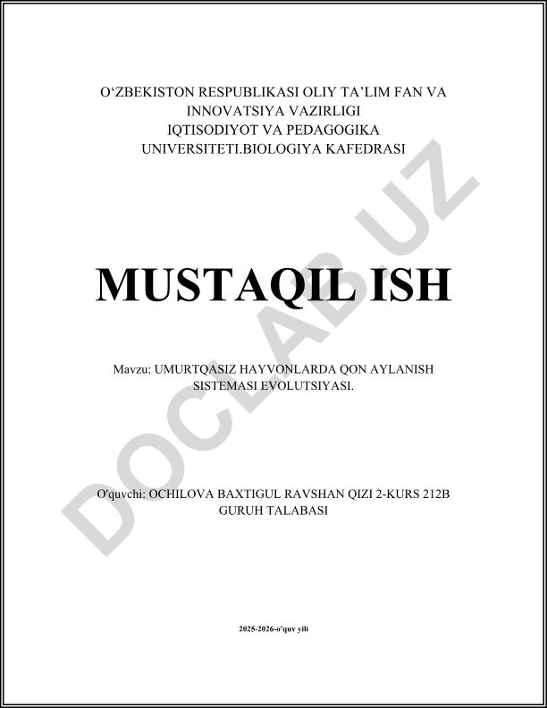 Umurtqasiz hayvonlarda qon aylanish sistemasi evolyutsiyasi