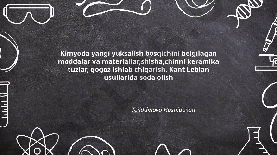 Kimyoda yangi yuksalish bosqichini belgilagan moddalar va materiallar