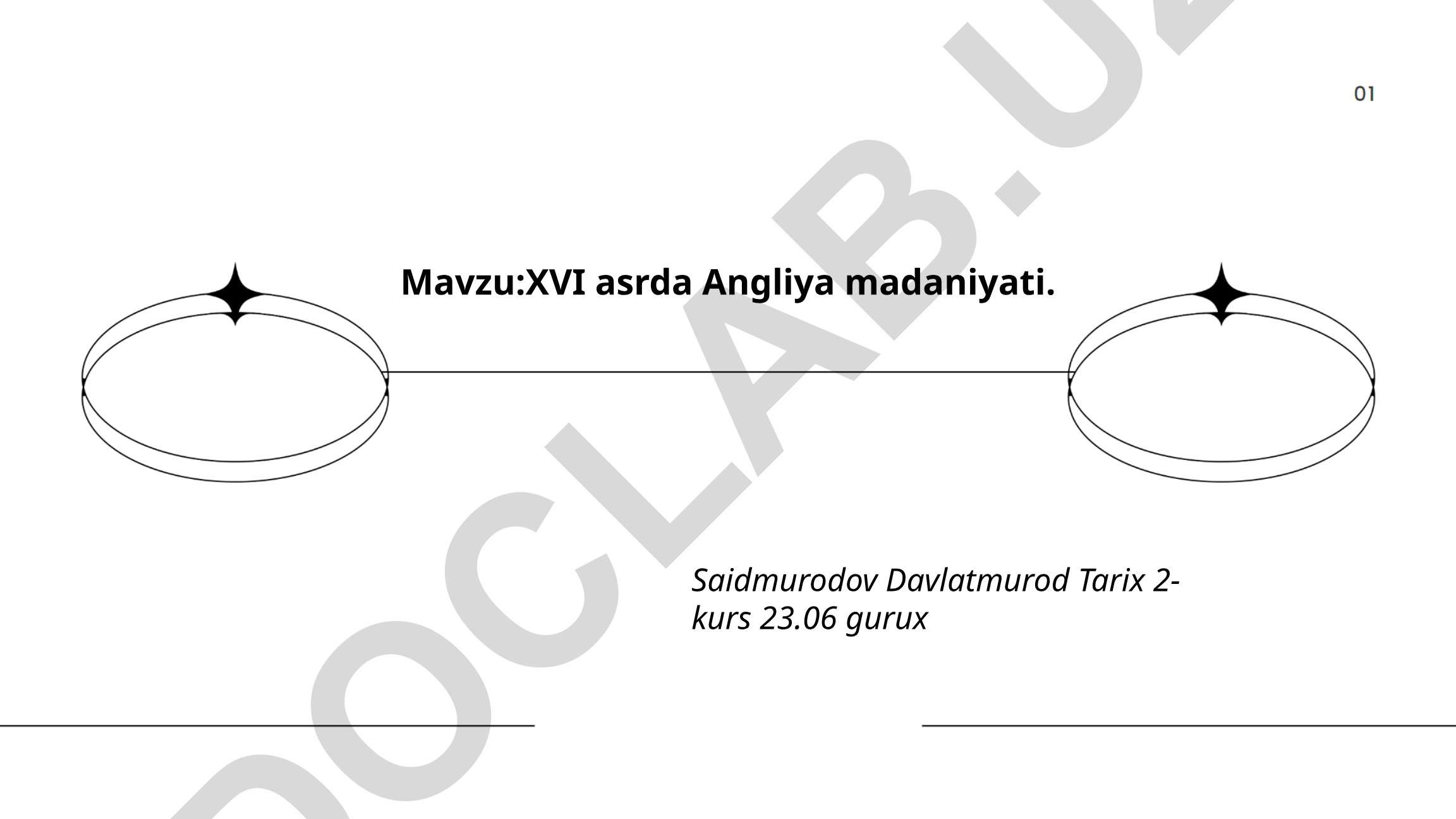 XVI asrda Angliya madaniyati