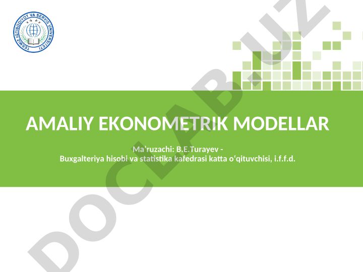 Amaliy ekonometrik modellar