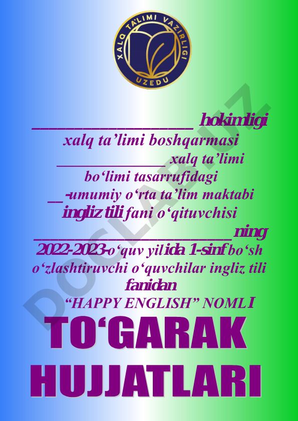 Happy English to'garagi a'zolari va mashg'ulotlar jadvali