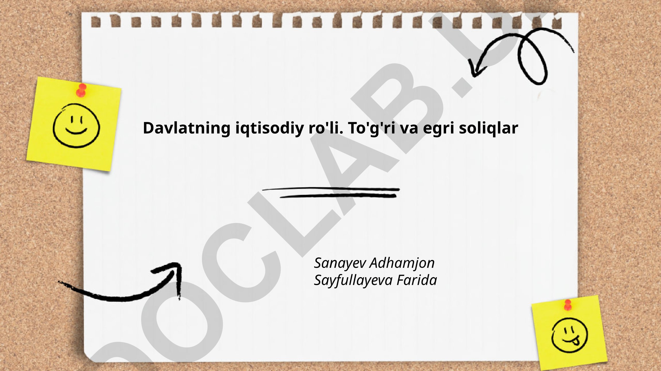 Davlatning iqtisodiy roli va soliq turlari