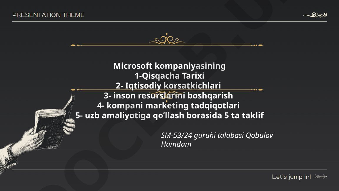 Microsoft kompaniyasining tarixi, iqtisodiy ko'rsatkichlari va O'zbekistonda qo'llash takliflari