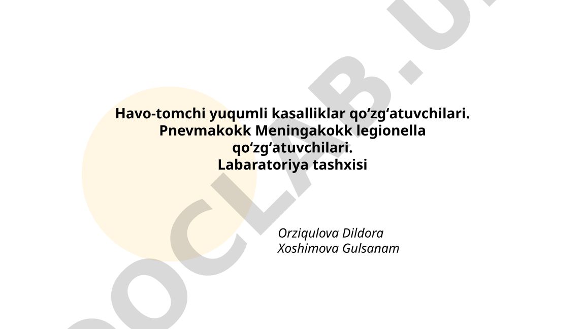Havo-tomchi yoʻli bilan yuqadigan bakteriyalar va ularning umumiy xususiyatlari