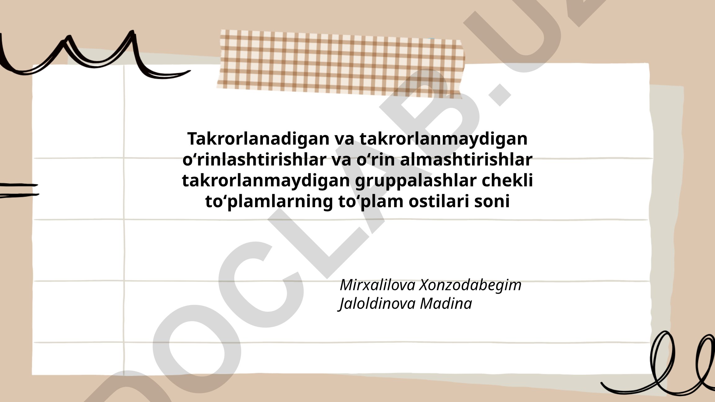 Takrorlanadigan va takrorlanmaydigan o'rinlashtirishlar nazariyasi