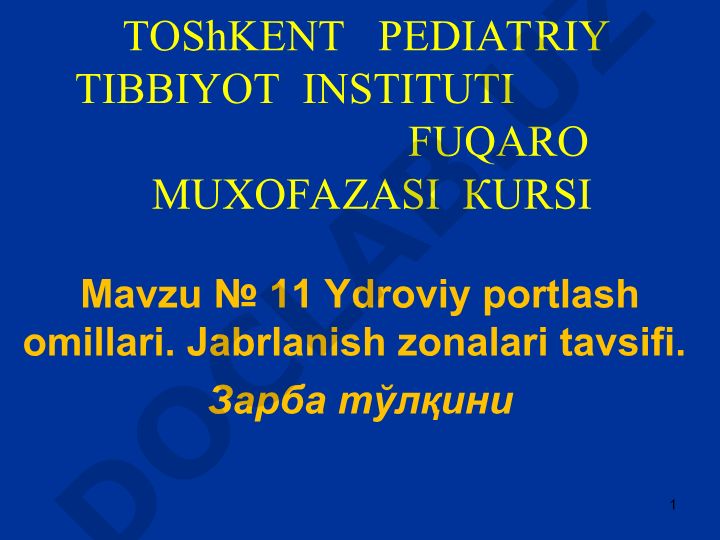 Yadroviy portlash omillari va jabrlanish zonalari tavsifi