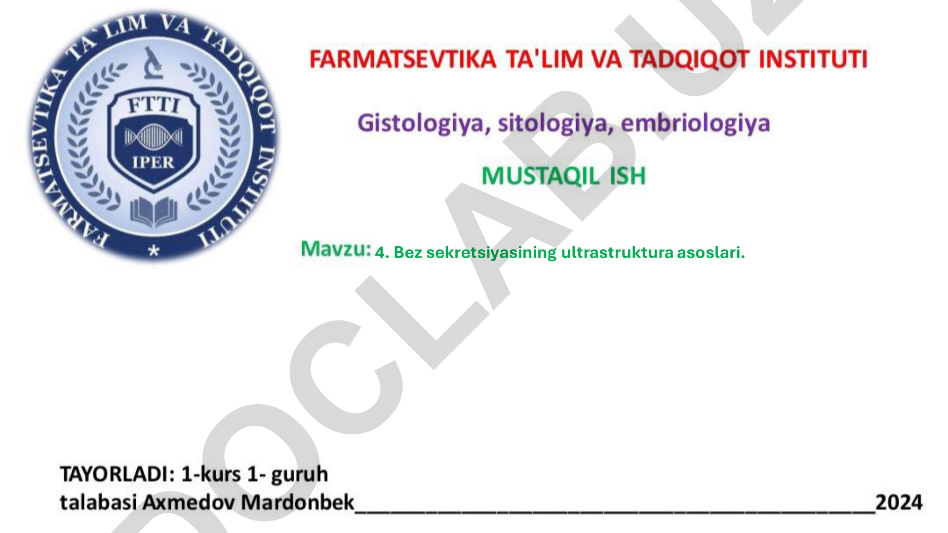 Bez sekretsiyasining ultrastruktura asoslari