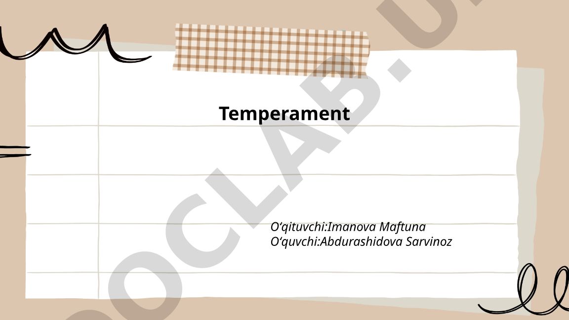 Temperament turlari va ularning xususiyatlari