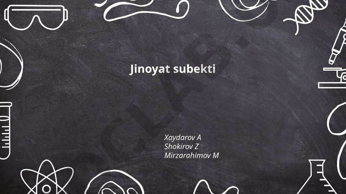 Jinoyat subekti: tushuncha, belgilar va javobgarlik mezonlari