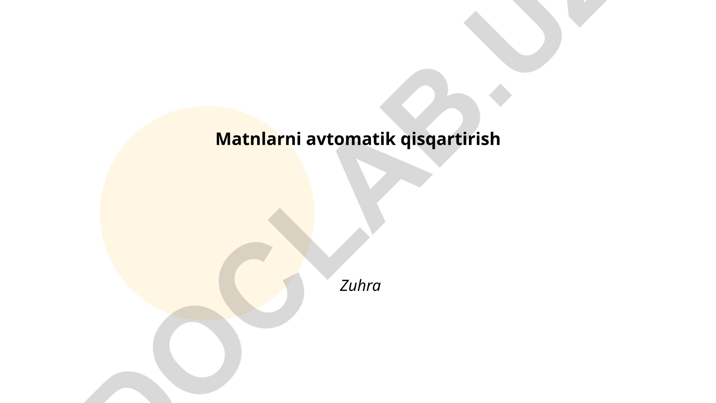 Matnlarni avtomatik qisqartirish algoritmlari va texnologiyalari