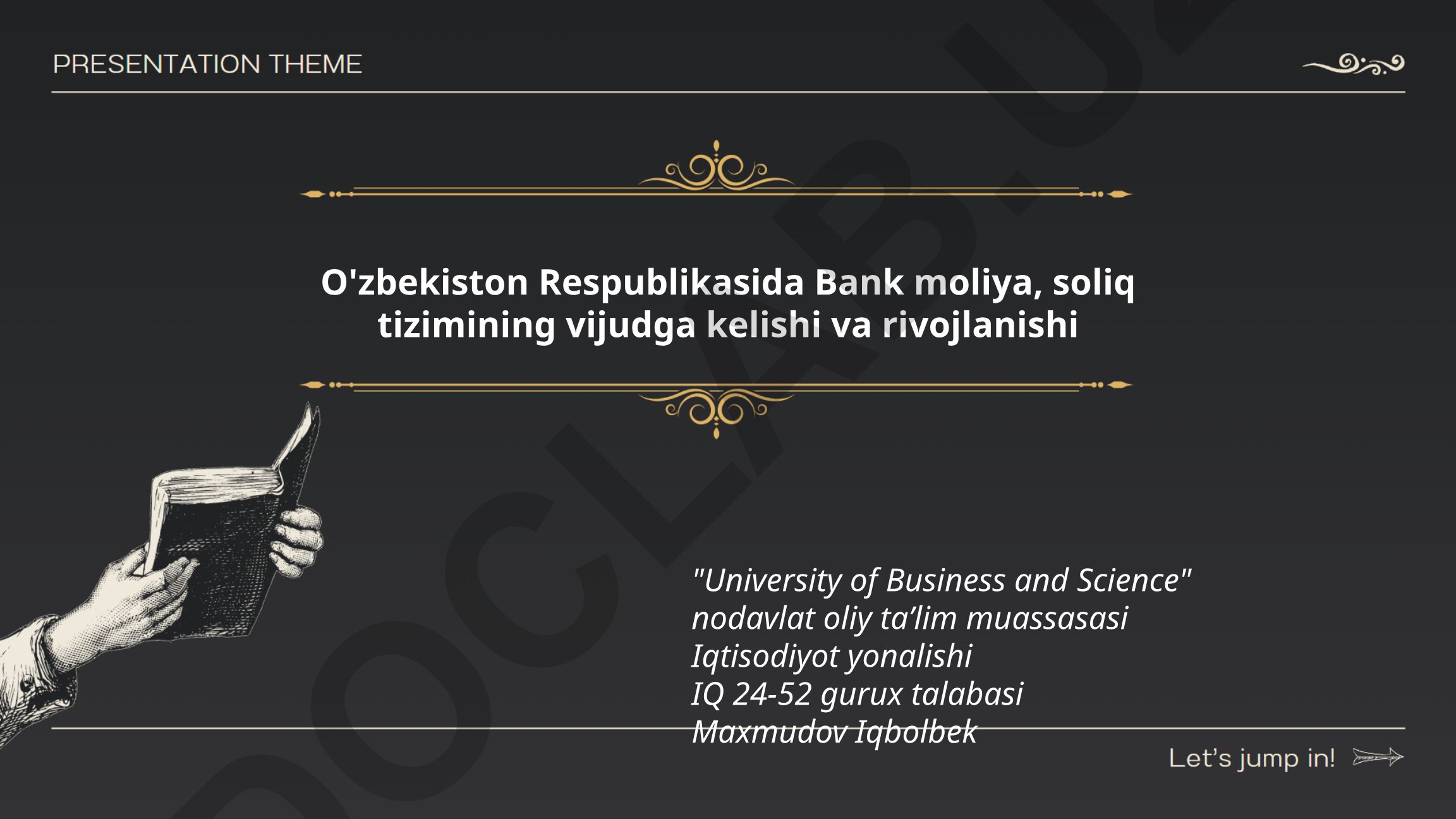 O'zbekiston Respublikasida bank moliya va soliq tizimining vijudga kelishi va rivojlanishi