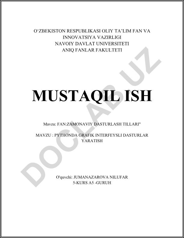 Pythonda grafik interfeysli dasturlar yaratish