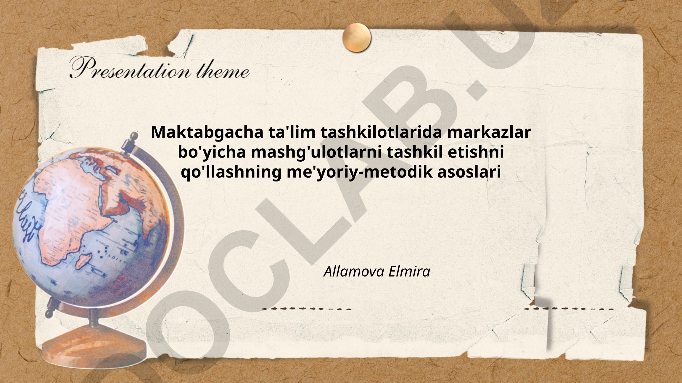 Maktabgacha ta'lim tashkilotlarida markazlar bo'yicha mashg'ulotlarni tashkil etish