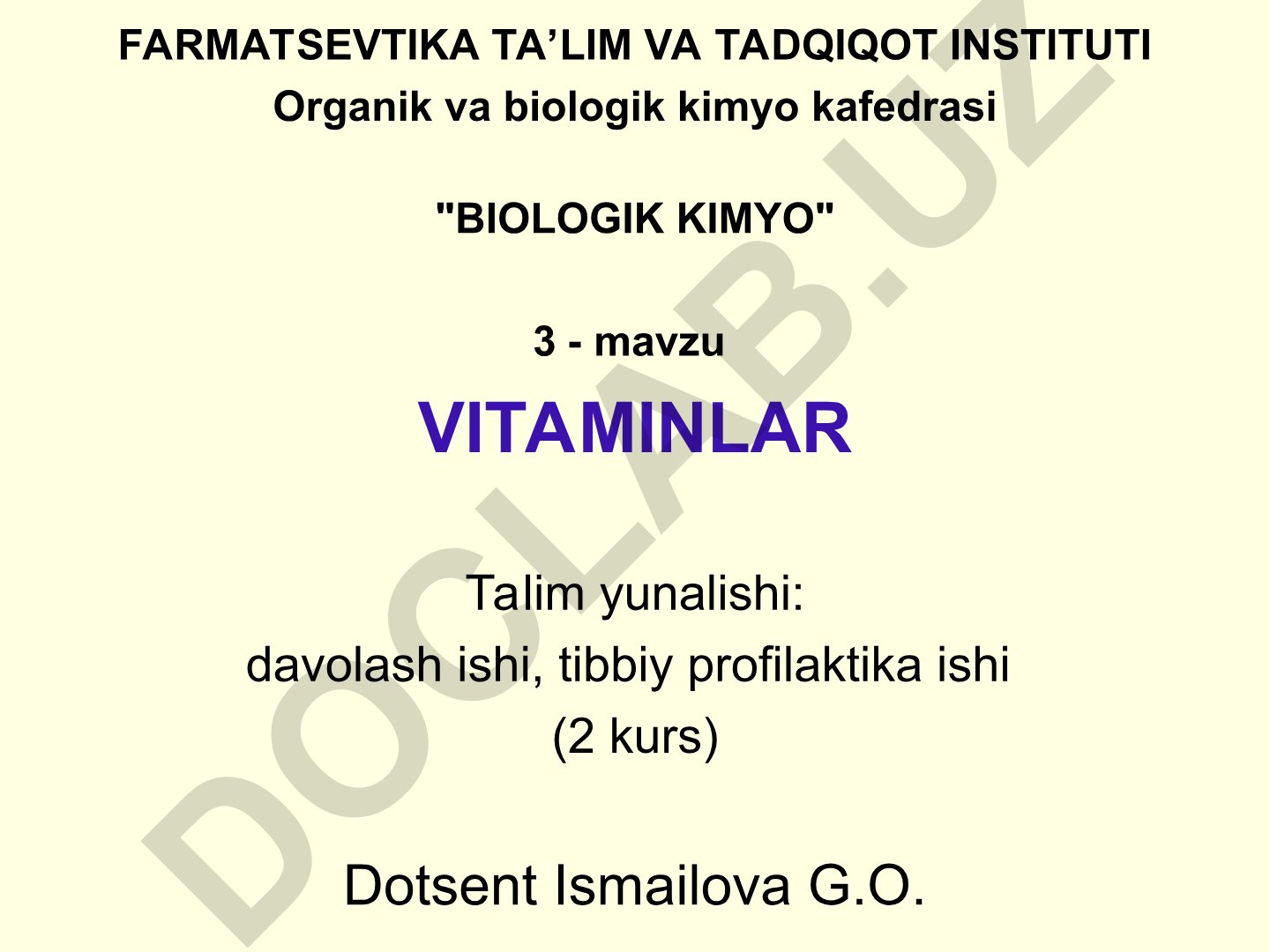 Vitaminlar haqida umumiy tushuncha, tasnifi va almashinuvining buzilishi